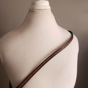 Brownish red with gold beads‎ skinny belt